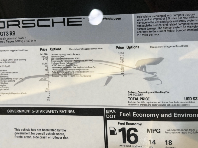 2024 Porsche GT3 RS Bahama Yellow